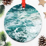 Blue Crashing Ocean Wave Round Ornament (Two Sides) Front