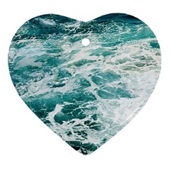 Blue Crashing Ocean Wave Heart Ornament (two Sides) by Jack14