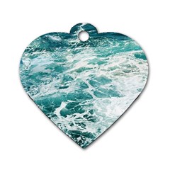 Blue Crashing Ocean Wave Dog Tag Heart (two Sides) by Jack14