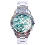 Blue Crashing Ocean Wave Stainless Steel Analogue Watch Front