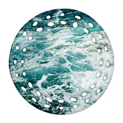 Blue Crashing Ocean Wave Ornament (round Filigree) by Jack14