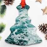 Blue Crashing Ocean Wave Christmas Tree Ornament (Two Sides) Back