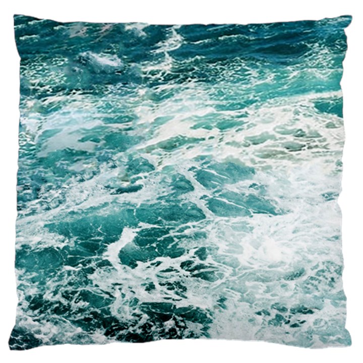 Blue Crashing Ocean Wave Standard Premium Plush Fleece Cushion Case (One Side)