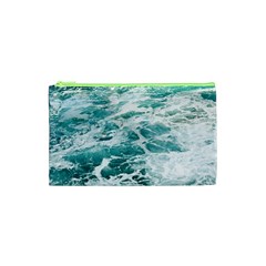 Blue Crashing Ocean Wave Cosmetic Bag (xs) by Jack14