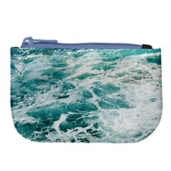 Blue Crashing Ocean Wave Large Coin Purse by Jack14