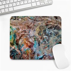 Green On Ochre Blend Large Mousepad by kaleidomarblingart