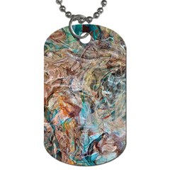 Green On Ochre Blend Dog Tag (one Side) by kaleidomarblingart