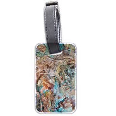 Green On Ochre Blend Luggage Tag (two Sides) by kaleidomarblingart