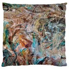 Green On Ochre Blend Large Cushion Case (one Side) by kaleidomarblingart