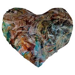 Green On Ochre Blend Large 19  Premium Heart Shape Cushions by kaleidomarblingart