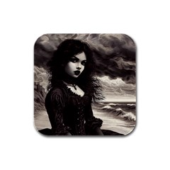 Goth Girl By Ocean Rubber Square Coaster (4 Pack) by Malvagia