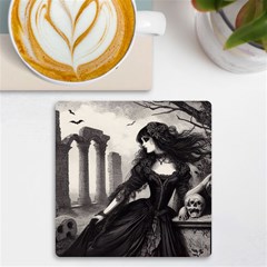 Goth Girl By Ruins Uv Print Square Tile Coaster  by Malvagia