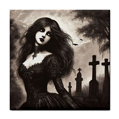 Goth Girl In Graveyard Tile Coaster by Malvagia