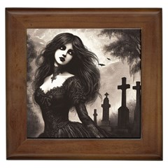 Goth Girl In Graveyard Framed Tile