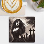 Goth Girl In Graveyard UV Print Square Tile Coaster  Front