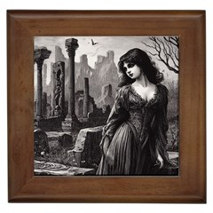 Goth Girl By Ruins Framed Tile by Malvagia