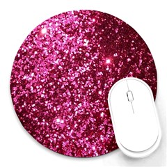 Pink Glitter Round Mousepad by Amaryn4rt