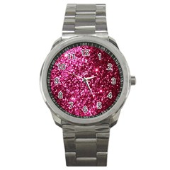 Pink Glitter Sport Metal Watch by Amaryn4rt