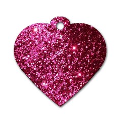 Pink Glitter Dog Tag Heart (one Side) by Amaryn4rt