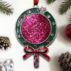 Pink Glitter Metal X mas Lollipop With Crystal Ornament by Amaryn4rt