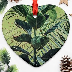 Botanical Tropical Motif Photo Art Heart Ornament (two Sides) by dflcprintsclothing