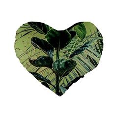 Botanical Tropical Motif Photo Art Standard 16  Premium Heart Shape Cushions by dflcprintsclothing