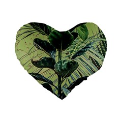 Botanical Tropical Motif Photo Art Standard 16  Premium Flano Heart Shape Cushions by dflcprintsclothing