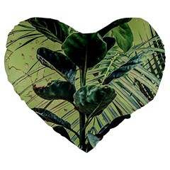 Botanical Tropical Motif Photo Art Large 19  Premium Flano Heart Shape Cushions