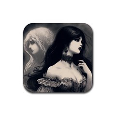 Goth Girl With Ghost  Rubber Coaster (square) by Malvagia