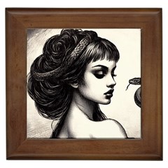 Goth Girl With Snake  Framed Tile by Malvagia