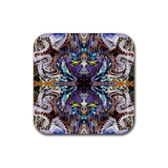  Violet Symmetry Rubber Coaster (square) by kaleidomarblingart