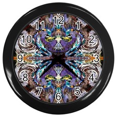  Violet Symmetry Wall Clock (black) by kaleidomarblingart