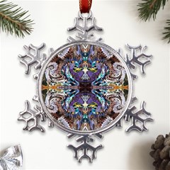  Violet Symmetry Metal Large Snowflake Ornament by kaleidomarblingart