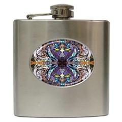  Violet Symmetry Hip Flask (6 Oz) by kaleidomarblingart