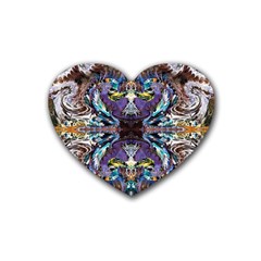  Violet Symmetry Rubber Coaster (heart) by kaleidomarblingart