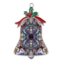  Violet Symmetry Metal Holly Leaf Bell Ornament by kaleidomarblingart