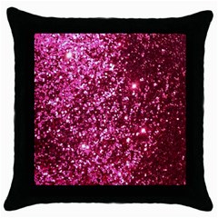 Pink Glitter Throw Pillow Case (black) by Amaryn4rt