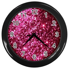 Pink Glitter Wall Clock (black) by Amaryn4rt