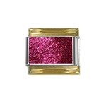 Pink Glitter Gold Trim Italian Charm (9mm) Front