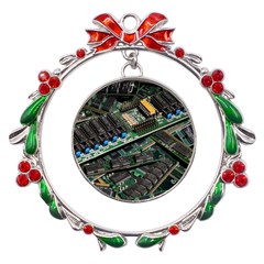 Computer Ram Tech - Metal X mas Wreath Ribbon Ornament by Amaryn4rt