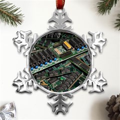 Computer Ram Tech - Metal Small Snowflake Ornament by Amaryn4rt