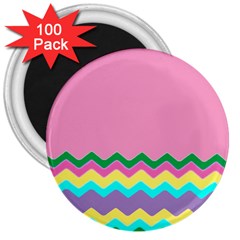 Easter Chevron Pattern Stripes 3  Magnets (100 Pack) by Amaryn4rt