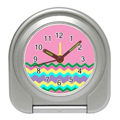 Easter Chevron Pattern Stripes Travel Alarm Clock by Amaryn4rt