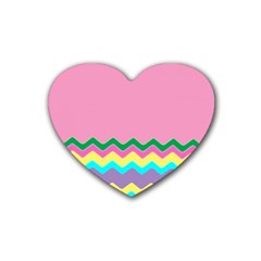 Easter Chevron Pattern Stripes Rubber Coaster (heart) by Amaryn4rt