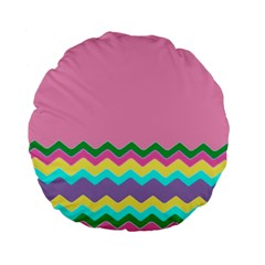 Easter Chevron Pattern Stripes Standard 15  Premium Flano Round Cushions by Amaryn4rt