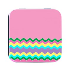 Easter Chevron Pattern Stripes Square Metal Box (black) by Amaryn4rt