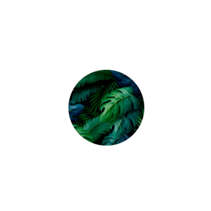 Tropical Green Leaves Background 1  Mini Buttons