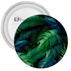 Tropical Green Leaves Background 3  Buttons by Amaryn4rt