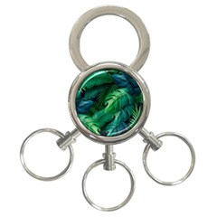 Tropical Green Leaves Background 3-ring Key Chain by Amaryn4rt