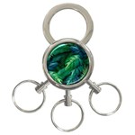 Tropical Green Leaves Background 3-Ring Key Chain Front